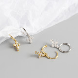 INS Geometric Cross Pave cz S925 Silver Earrings