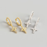 INS Geometric Cross Pave cz S925 Silver Earrings