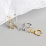 INS Geometric Cross Pave cz S925 Silver Earrings