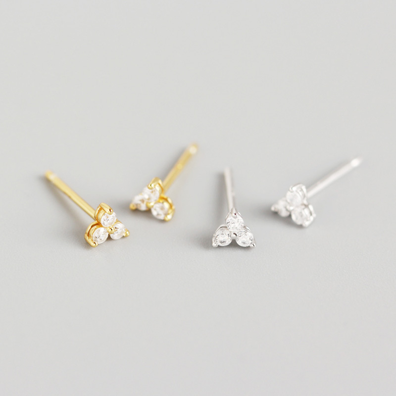 INS Geometric Clover Pave cz S925 Silver Earrings