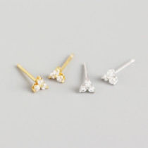 INS Geometric Clover Pave cz S925 Silver Earrings