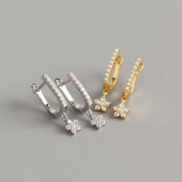 INS U Ear Clip Pave cz S925 Silver Earrings