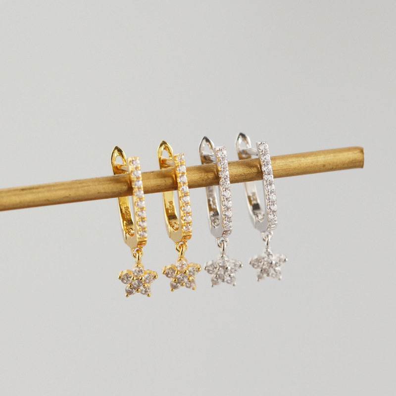 INS U Ear Clip Pave cz S925 Silver Earrings