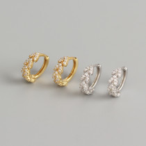 INS Heart and Leaf Pave cz S925 Silver Earrings