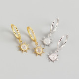 INS Geometric Small Sun Pave cz S925 Silver Earrings
