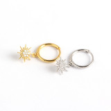 INS Geometric Small Sun Pave cz S925 Silver Earrings