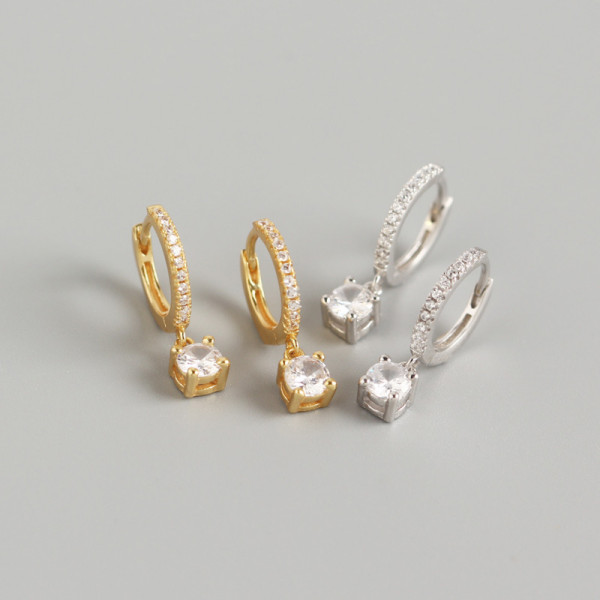 INS Geometric Ear Clip Pave cz S925 Silver Earrings