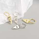 INS Heart Devil Eye Turquoise Blue Ear Clip S925 Silver Earrings