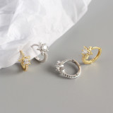 INS Geometric Pentagram Ear Clip Pave cz S925 Silver Earrings