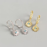 INS Geometric Devil Eye Ear Clip Pave cz S925 Silver Earrings