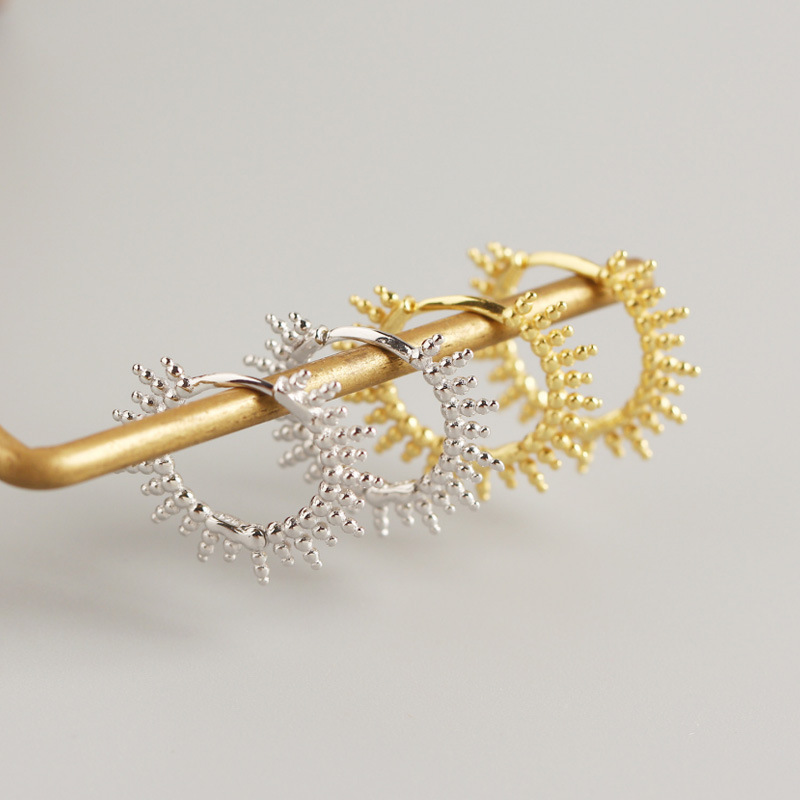 INS Geometric Individuality Small Ball Ear Clip S925 Silver Earrings