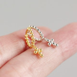 INS Geometric Cross Ballpoint Ear Clip S925 Silver Earrings