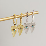 INS Heart Devil Eye Turquoise Blue Ear Clip S925 Silver Earrings