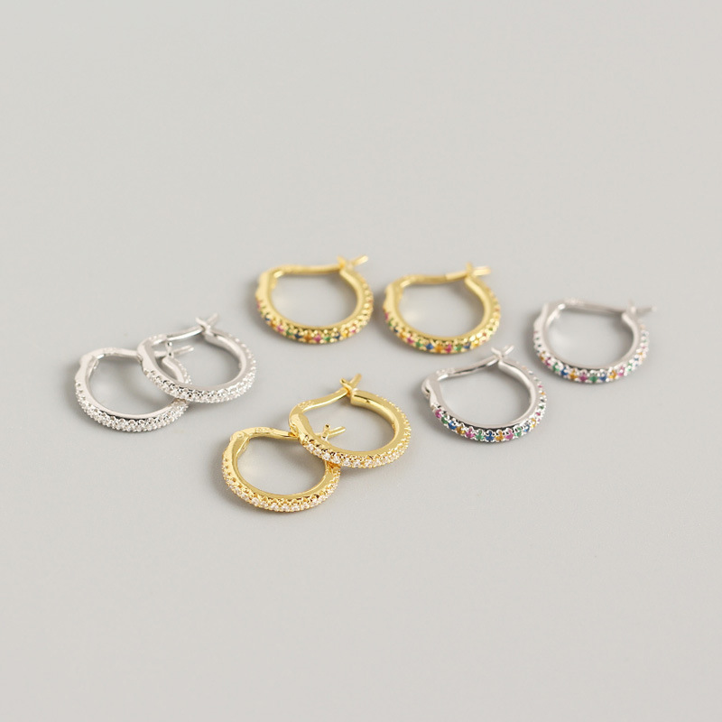 INS Colorful Diamond Ear Clip S925 Silver Earrings
