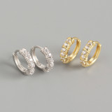 INS Circle Ear Clip Pave cz S925 Silver Earrings