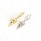 INS Heart Devil Eye Turquoise Blue Ear Clip S925 Silver Earrings
