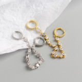 INS Tassel Ear Clip Pave cz S925 Silver Earrings
