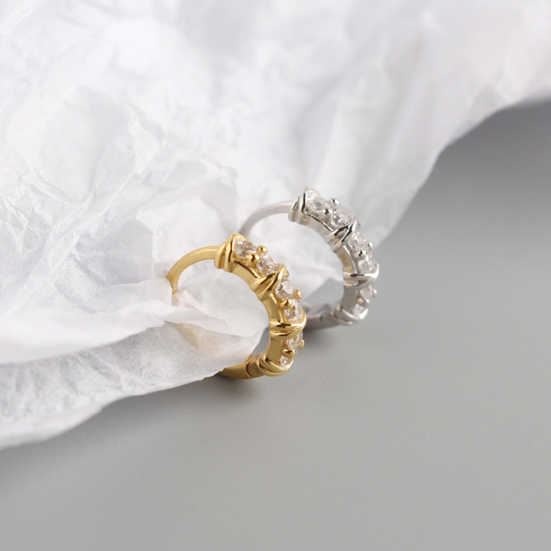 INS Circle Ear Clip Pave cz S925 Silver Earrings