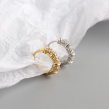 INS Circle Ear Clip Pave cz S925 Silver Earrings