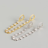 INS Tassel Ear Clip Pave cz S925 Silver Earrings