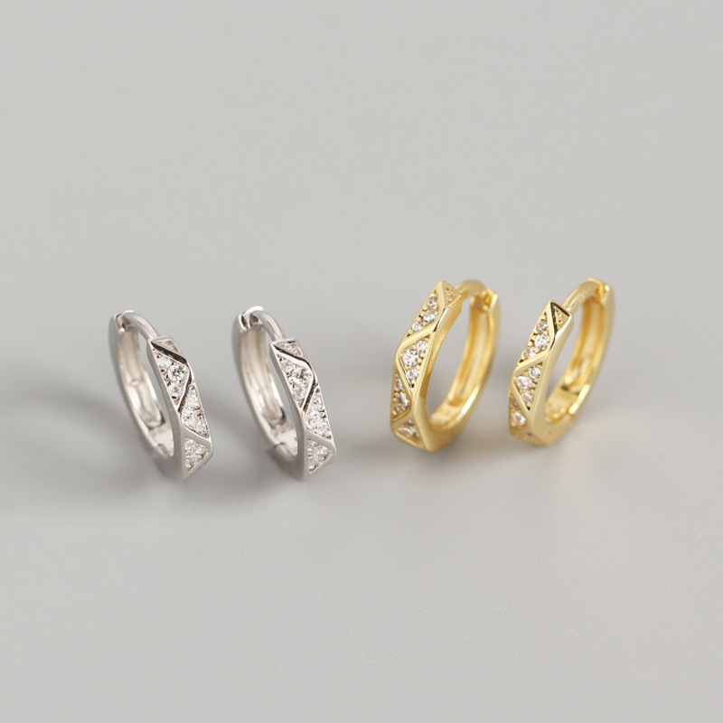 INS Geometric Section Ear Clip Pave cz S925 Silver Earrings