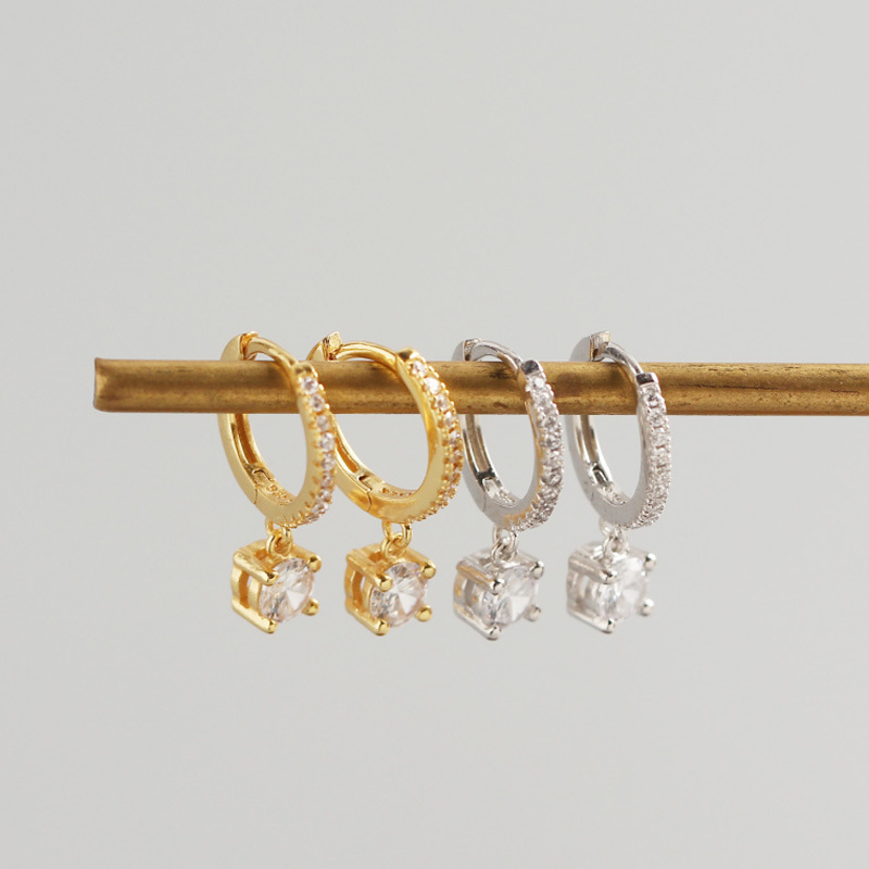 INS Geometric Ear Clip Pave cz S925 Silver Earrings