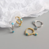 INS Turquoise Ear Clip S925 Silver Earrings