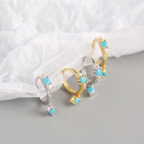 INS Turquoise Ear Clip S925 Silver Earrings