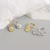 INS Geometric Devil Eye Ear Clip Pave cz S925 Silver Earrings