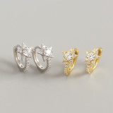 INS Geometric Pentagram Ear Clip Pave cz S925 Silver Earrings