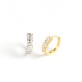 INS Rectangle With White stone Ear Clip S925 Silver Earrings