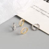 INS Rectangle With White stone Ear Clip S925 Silver Earrings