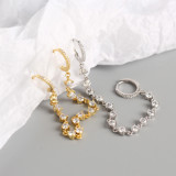 INS Tassel Ear Clip Pave cz S925 Silver Earrings