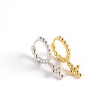 INS Geometric Cross Ballpoint Ear Clip S925 Silver Earrings
