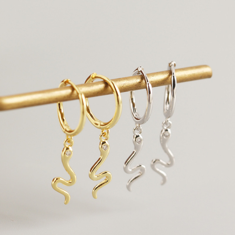 INS Snake shape Ear Clip S925 Silver Earrings