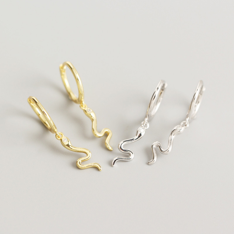 INS Snake shape Ear Clip S925 Silver Earrings