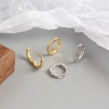 INS Geometric Section Ear Clip Pave cz S925 Silver Earrings