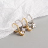 INS Geometric Ear Clip Pave cz S925 Silver Earrings