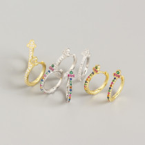 INS Colorful Stone Ear Clip S925 Silver Earrings