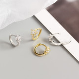 INS Geometric Pentagram Ear Clip Pave cz S925 Silver Earrings