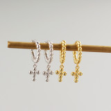 INS Geometric Cross Ballpoint Ear Clip S925 Silver Earrings