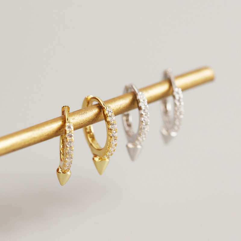 INS Rivet Punk Style Ear Clip Pave cz S925 Silver Earrings
