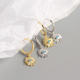INS Geometric Devil Eye Ear Clip Pave cz S925 Silver Earrings