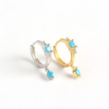 INS Turquoise Ear Clip S925 Silver Earrings