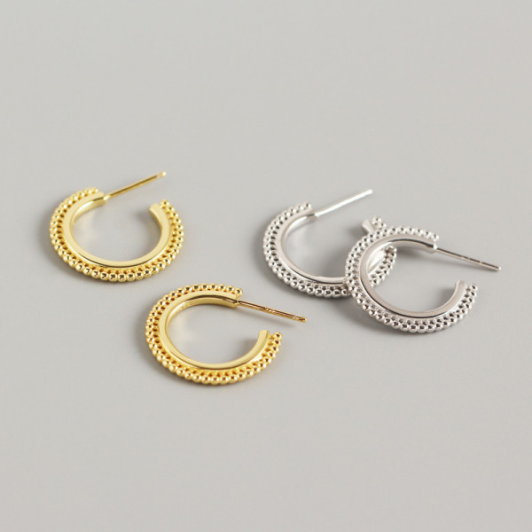 INS Geometric Ballpoint Ear Clip S925 Silver Earrings