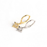 INS Geometric Star Pave cz Ear Clip S925 Silver Earrings