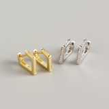 INS Geometric Quadrangle Pave cz Ear Clip S925 Silver Earrings