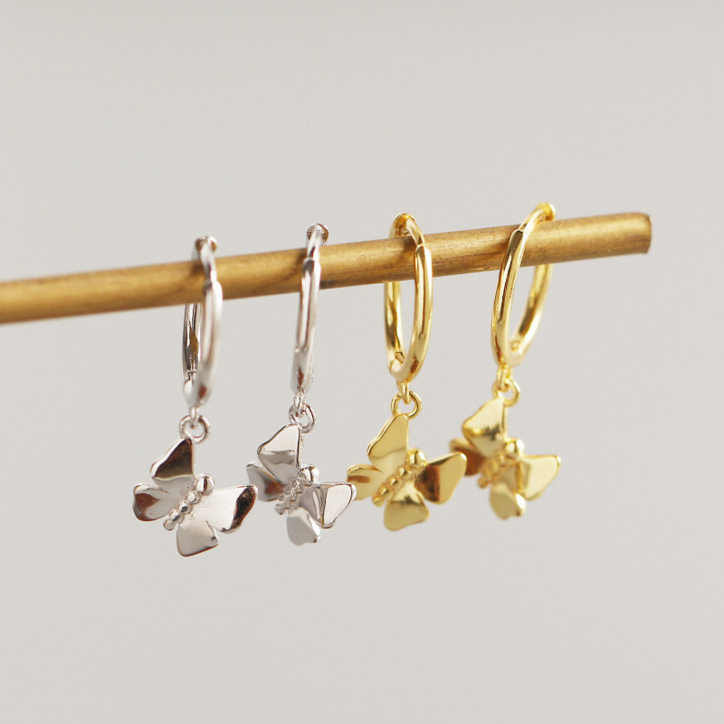 INS Butterfly Insect Ear Clip S925 Silver Earrings