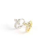 INS Geometric Clover Pave cz Ear Clip S925 Silver Earrings