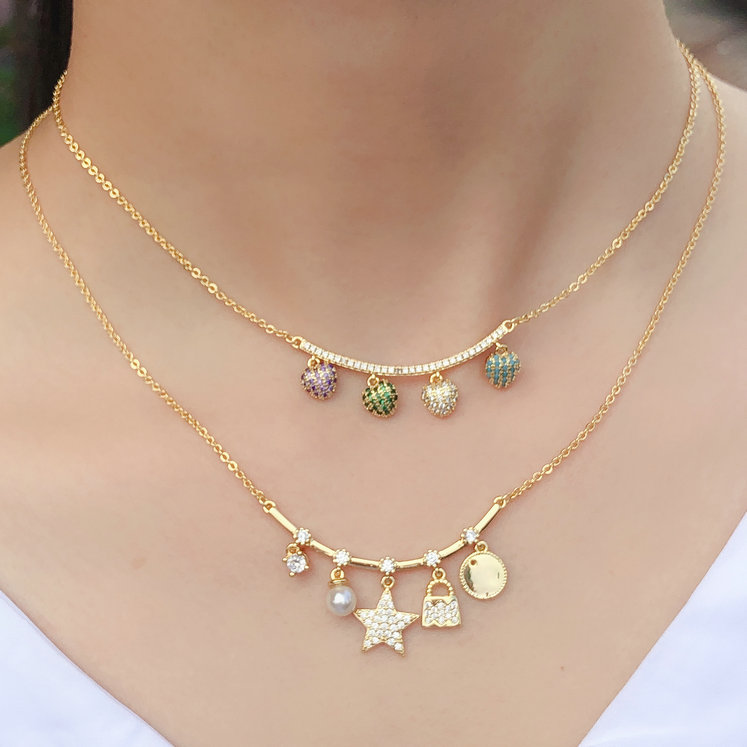 Heart charms neckalce . star locker charms neckalce